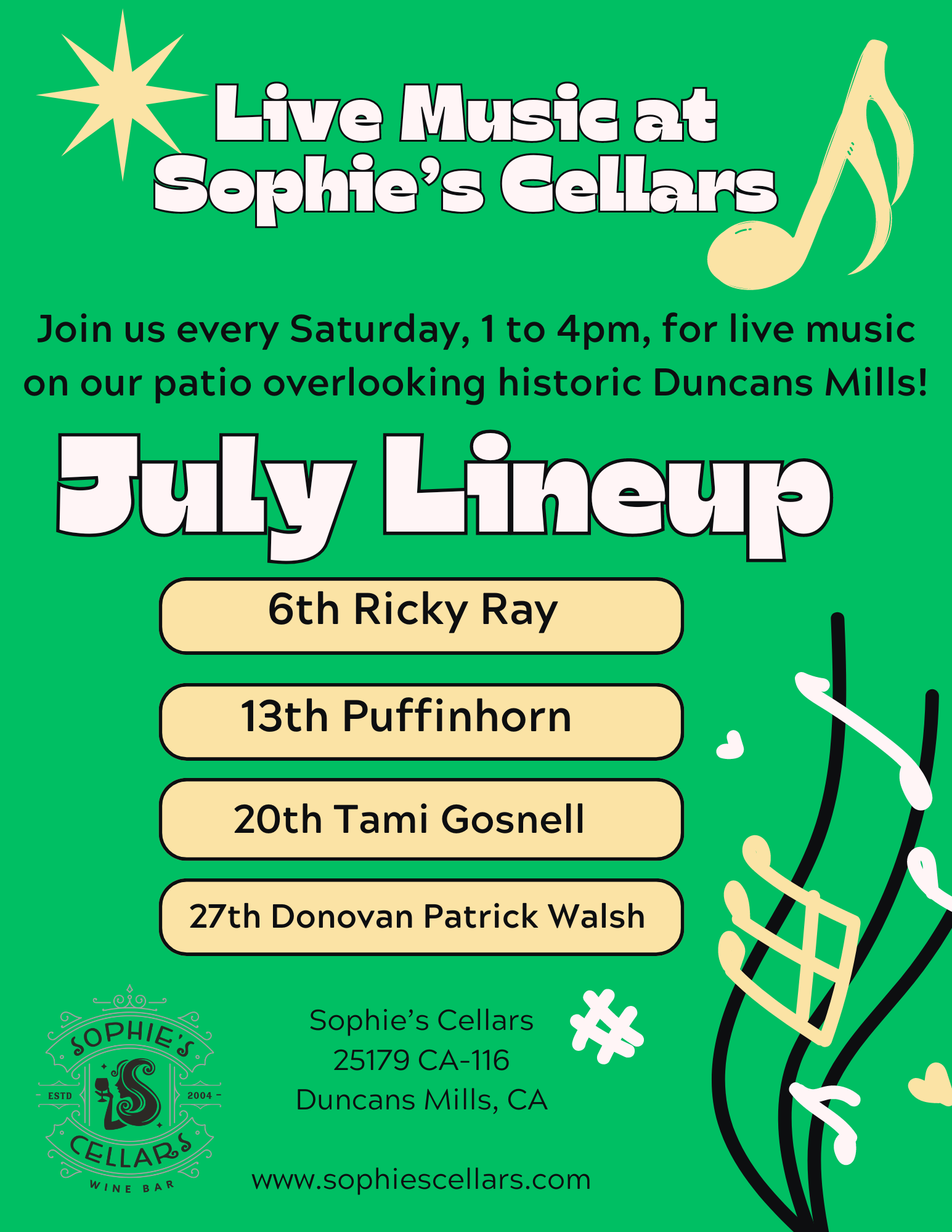 Event: Live Music at Sophie's Cellars with Donovan Patrick Walsh